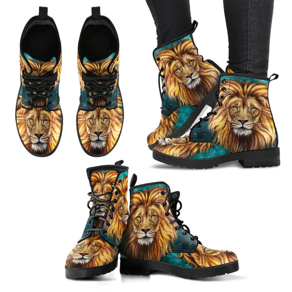 Combat Boots for Women - Lion | Unique Custom Faux Leather