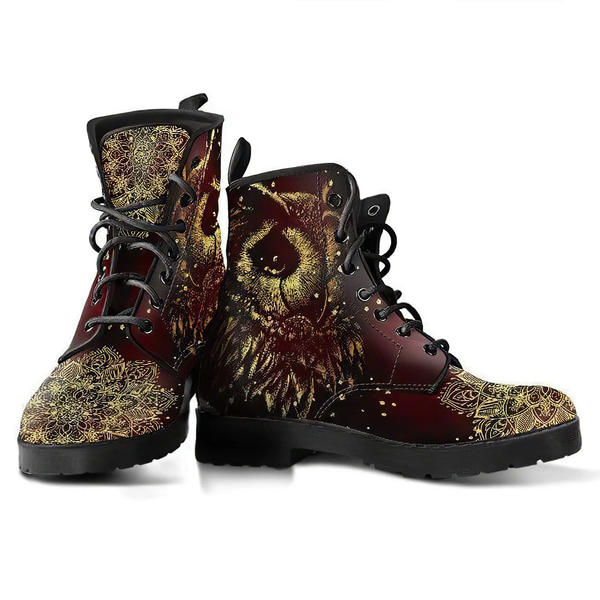 Combat Boots for Women - Owl 1 Handcrafted Boots | Unique