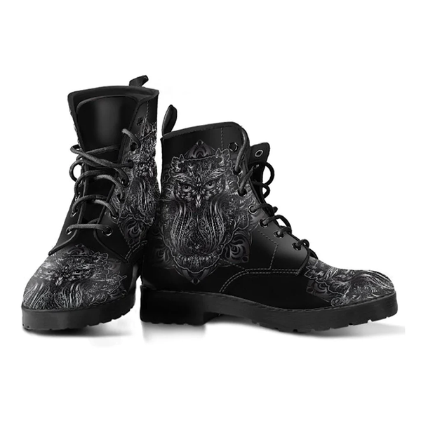 Combat Boots for Women - Owl 2 Handcrafted Boots | Unique