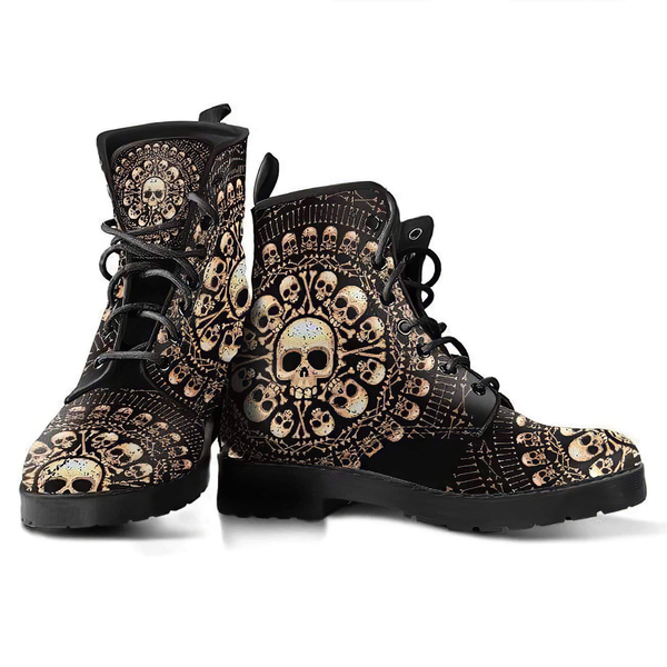 Combat Boots for Women - Skulls Bones | Unique Custom Faux