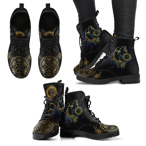 Combat Boots for Women - Sun & Moon Women’s Vegan Leather