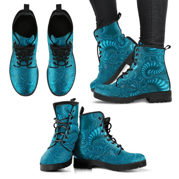 Combat Boots - Fractal Design | Boho Shoes Lace Up Boots 