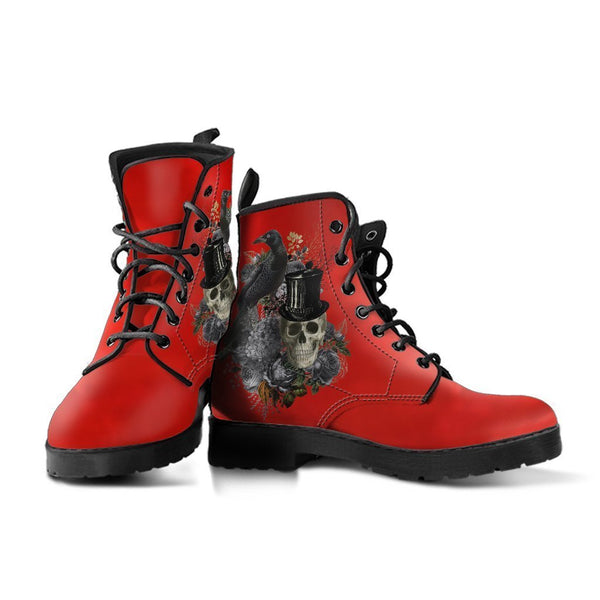 Combat Boots - Goth Shoes #13 Simply Red | Vegan Leather 