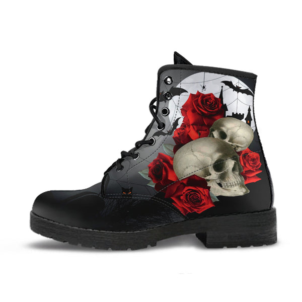 Combat Boots - Goth Shoes #201 Skulls & Roses | Vegan