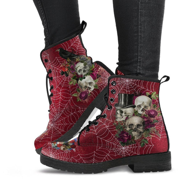Combat Boots - Goth Shoes #21 Spiderweb Boots | Vegan 