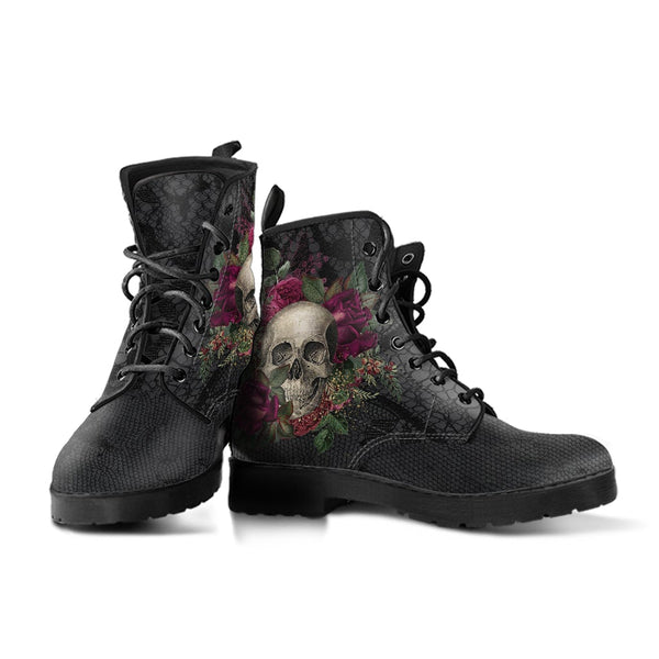 Combat Boots - Goth Shoes #24 | Gothic Lace Skulls and Roses