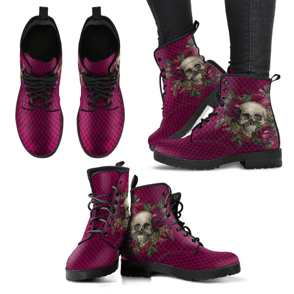 Combat Boots - Goth Shoes #25 | Gothic Lace Skulls and Roses