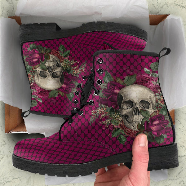 Combat Boots - Goth Shoes #25 | Gothic Lace Skulls and Roses