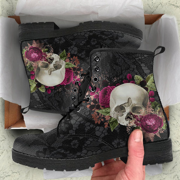 Combat Boots - Goth Shoes #26 | Gothic Lace Skulls and Roses
