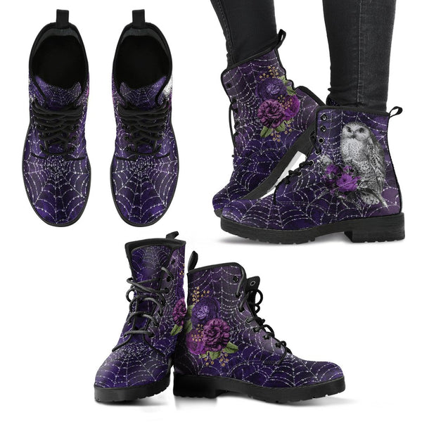 Combat Boots - Goth Shoes #33 Purple Spiderweb Boots | 