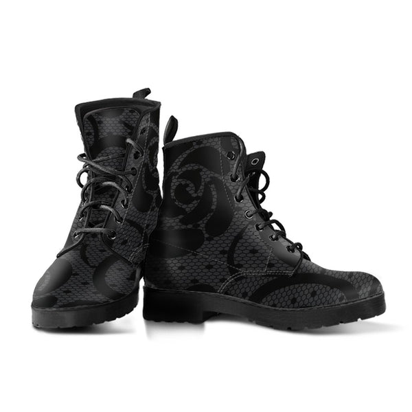 Combat Boots-Gothic Lace Print 101 Gray | ACES INFINITY