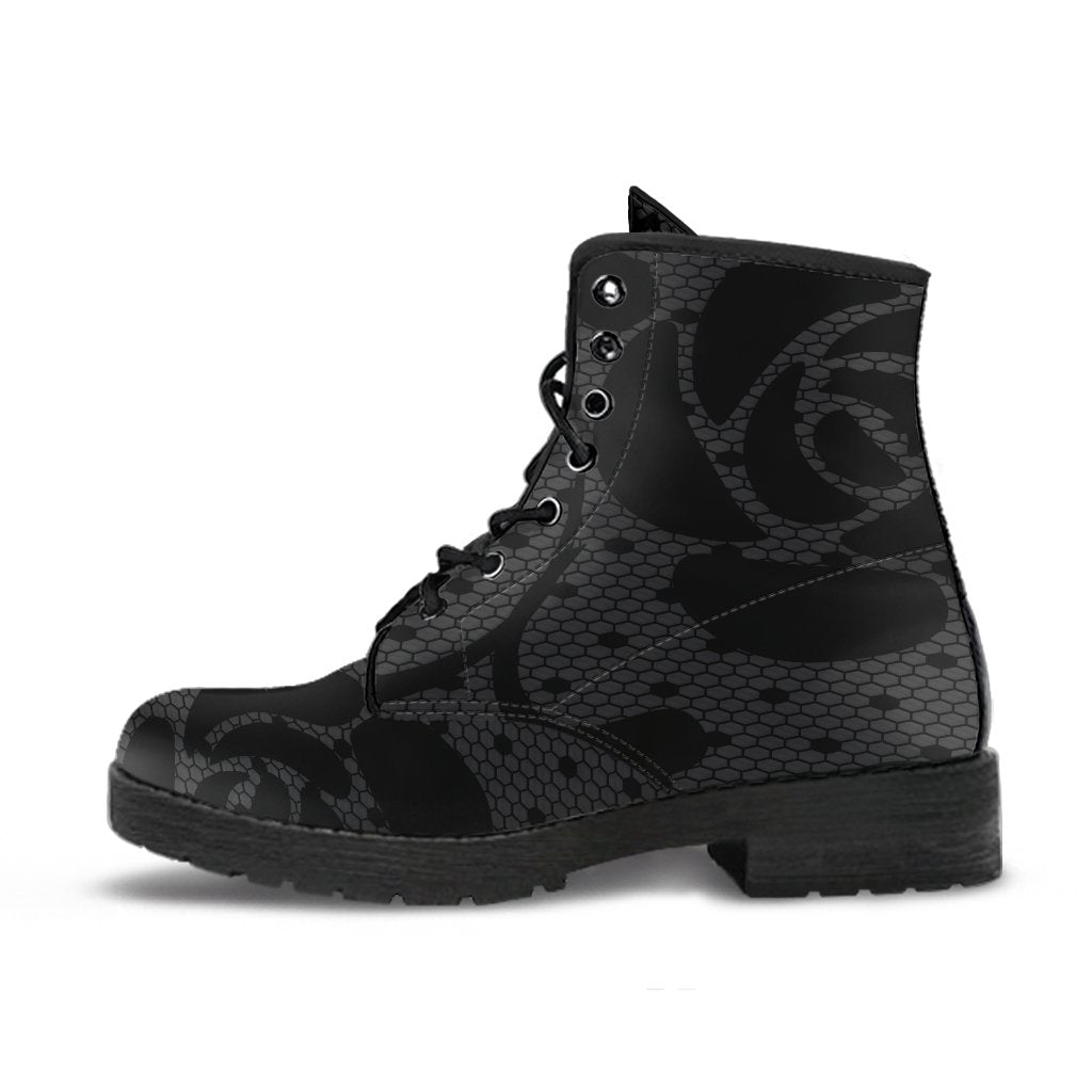 Combat Boots-Gothic Lace Print 101 Gray | ACES INFINITY