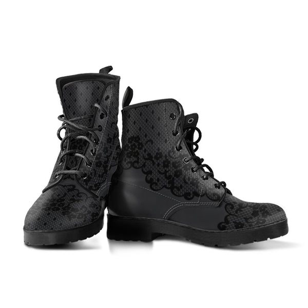 Combat Boots-Gothic Lace Print 102 Gray | ACES INFINITY