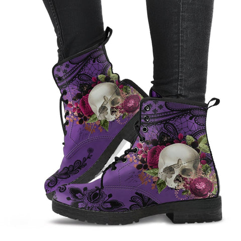 Combat Boots-Gothic Lace Print 103 Goth | ACES INFINITY