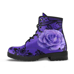 Combat Boots-Gothic Lace Print 103 Purple | ACES INFINITY