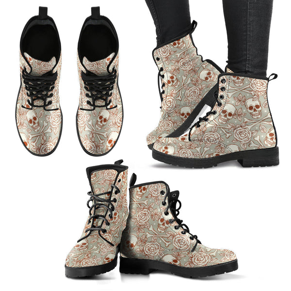 Combat Boots - Gothic Shoes #101 Skulls & Roses | Boho Shoes