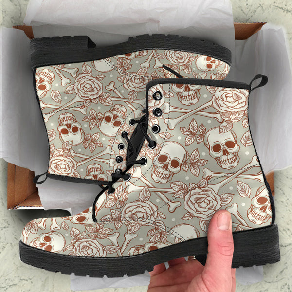 Combat Boots - Gothic Shoes #101 Skulls & Roses | Boho Shoes