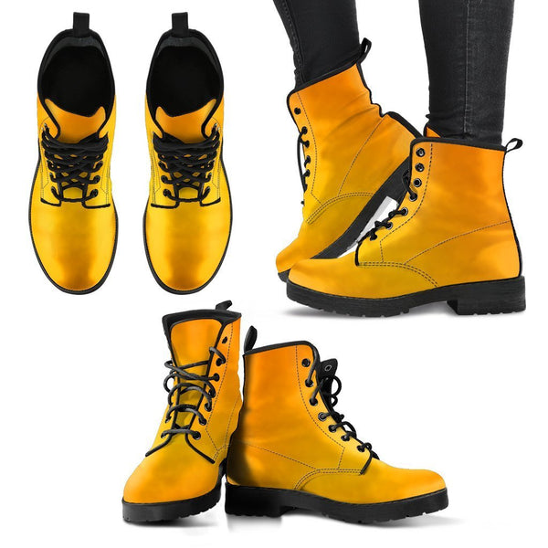 Combat Boots - Gradient Yellow | Boho Shoes Handmade Lace Up