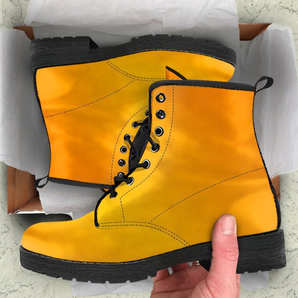 Combat Boots - Gradient Yellow | Boho Shoes Handmade Lace Up