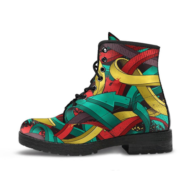Combat Boots - Graffiti Fashion #12 | Vegan Leather Lace Up 
