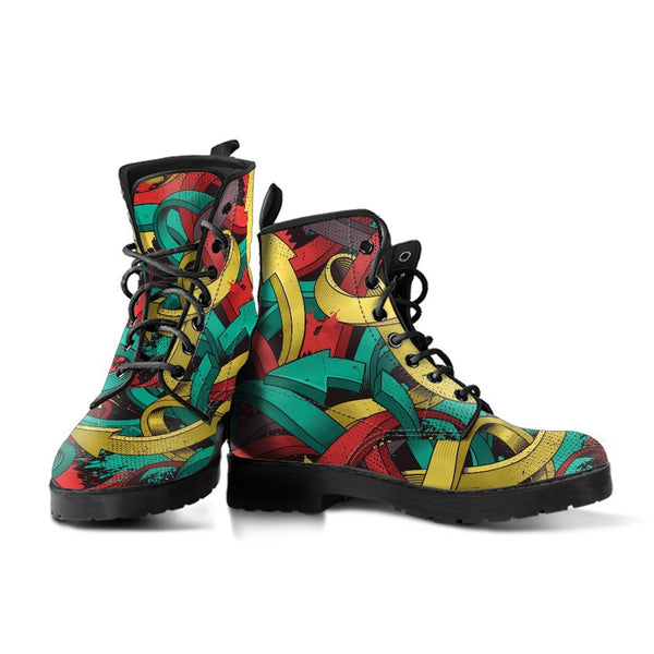 Combat Boots - Graffiti Fashion #12 | Vegan Leather Lace Up 