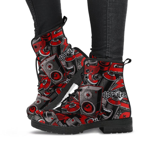 Combat Boots - Graffiti Fashion #21 | Vegan Leather Lace Up 