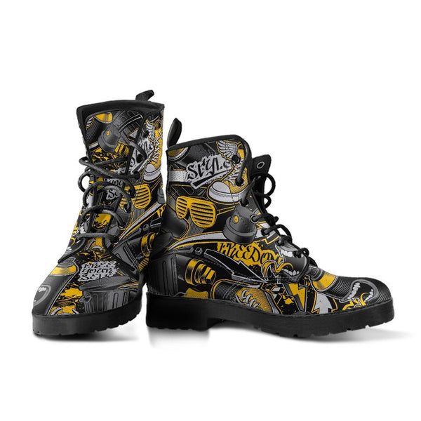 Combat Boots - Graffiti Fashion #22 | Vegan Leather Lace Up 