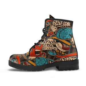 Combat Boots - Graffiti Fashion #23 | Vegan Leather Lace Up 