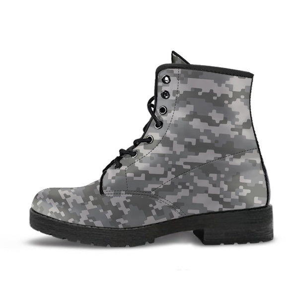 Combat Boots - Gray Camouflage Boots | Boho Shoes Handmade 