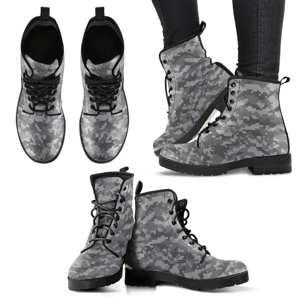 Combat Boots - Gray Camouflage Boots | Boho Shoes Handmade 