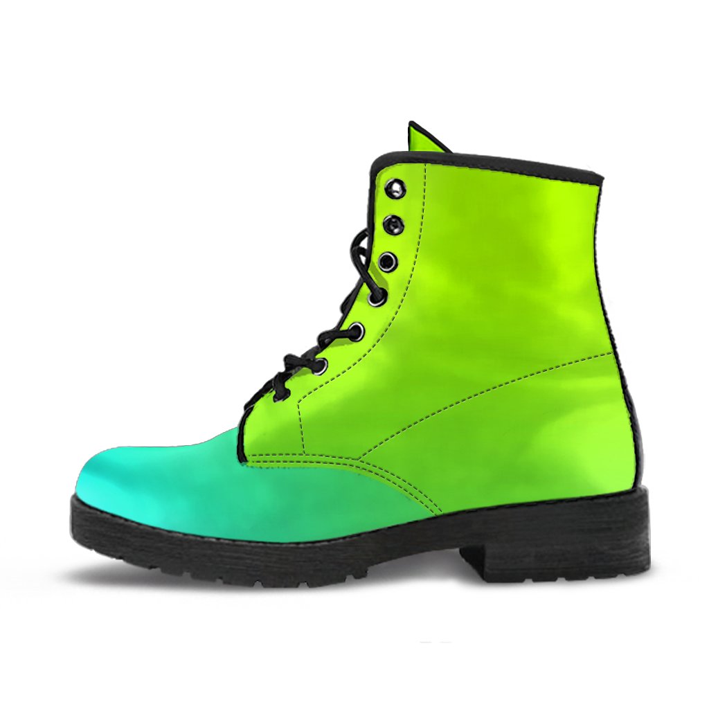 Combat Boots - Green Ombre | Boho Shoes Handmade Lace Up 
