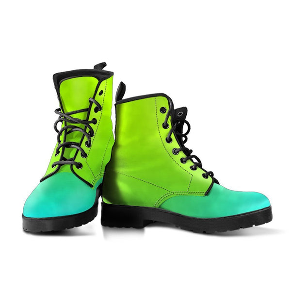 Combat Boots - Green Ombre | Boho Shoes Handmade Lace Up 