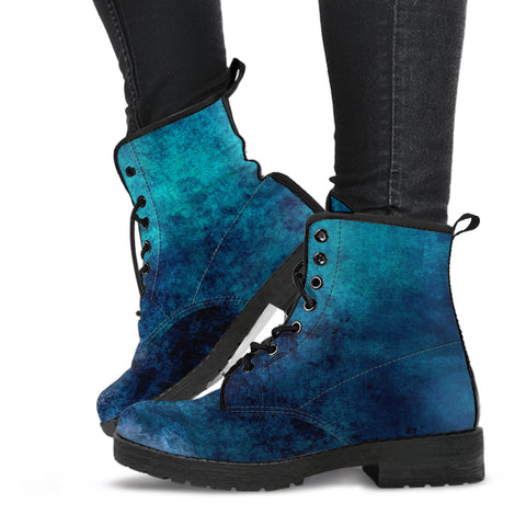 Combat Boots - Grunge Blue #101 | Unisex Adult Shoes Vegan