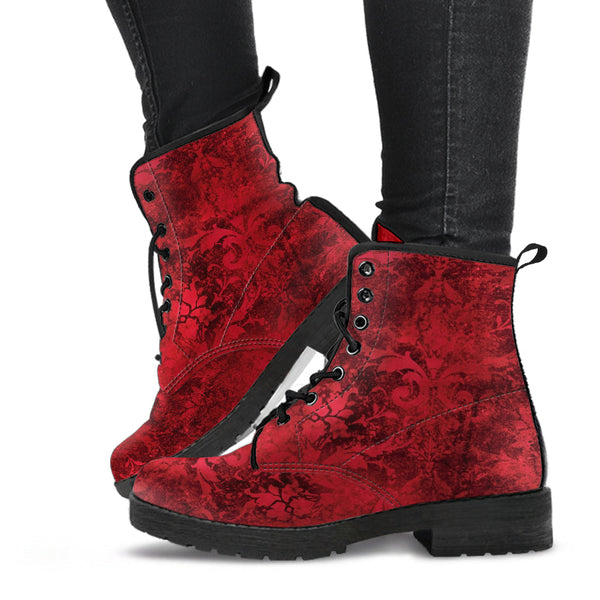 Combat Boots - Grunge Red | Boho Shoes Handmade Vegan