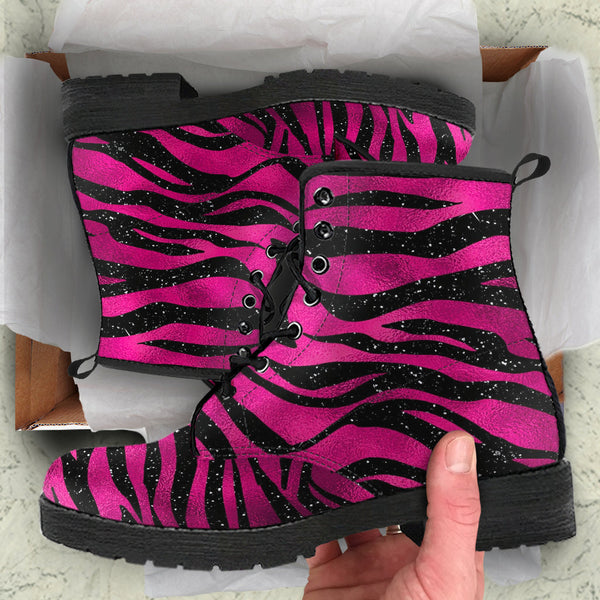 Combat Boots - Hot Pink Pattern #102 | Unisex Adult Shoes