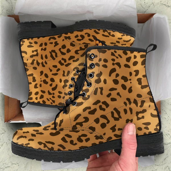 Combat Boots - Leopard Print | Boho Shoes Handmade Lace Up 