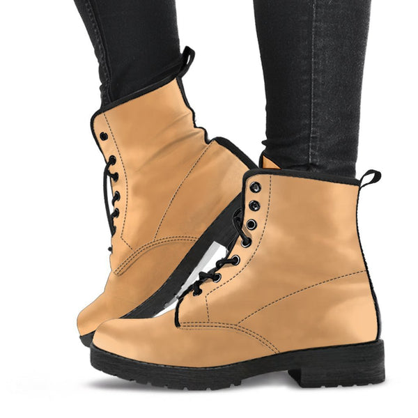 Combat Boots - Light Brown | Vegan Shoes Brown Lace Up Boots