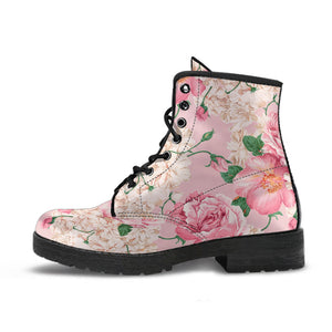 Combat Boots - Lovely Flowers #104 Pink | Vegan Leather Lace