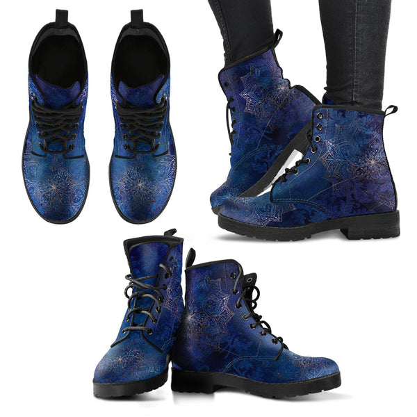 Combat Boots - Mandala Design #101 Blue | Unisex Adult Shoes