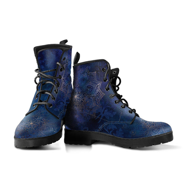 Combat Boots - Mandala Design #101 Blue | Unisex Adult Shoes