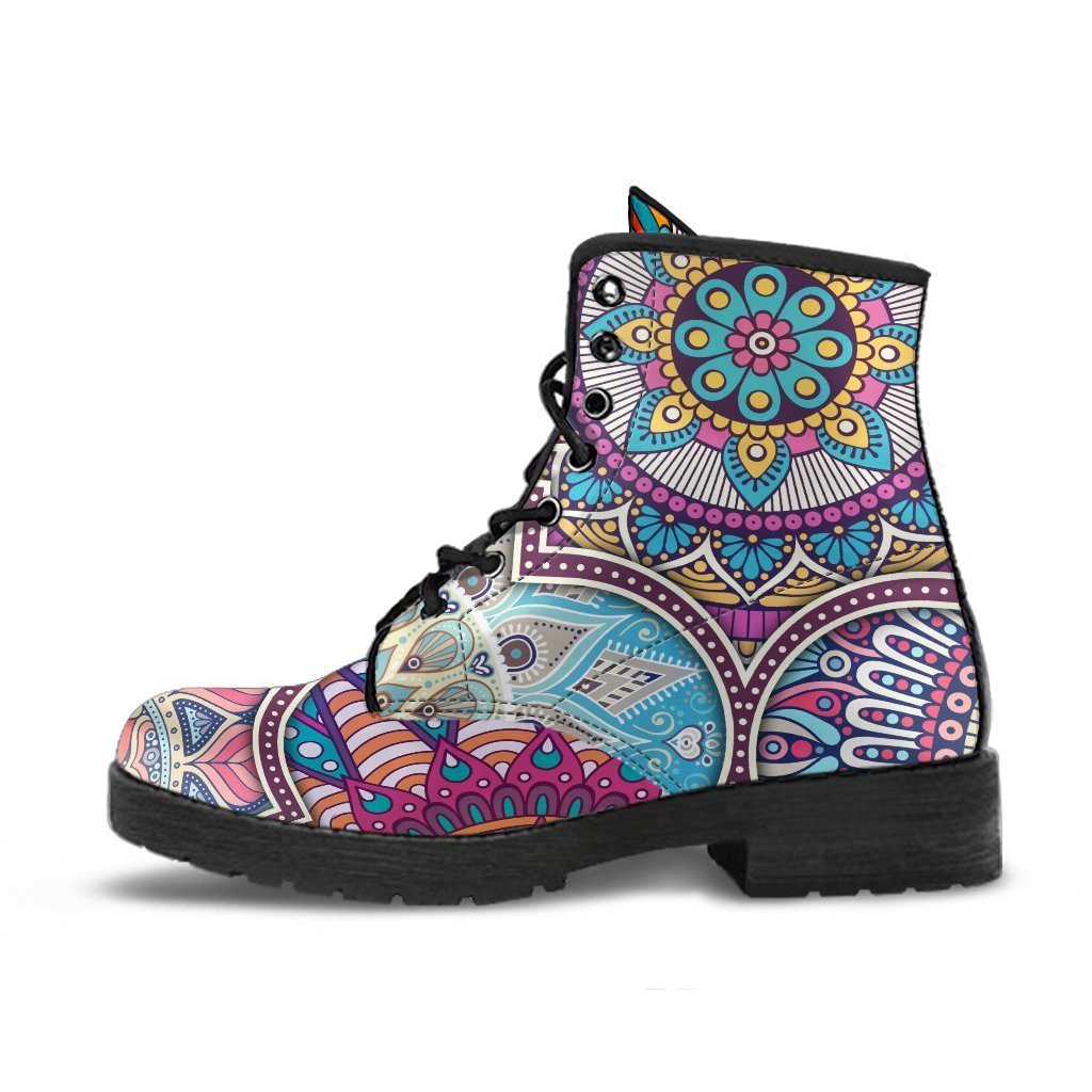Combat Boots - Mandala Pattern | Boho Shoes Handmade Lace Up