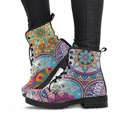 Combat Boots - Mandala Pattern | Boho Shoes Handmade Lace Up