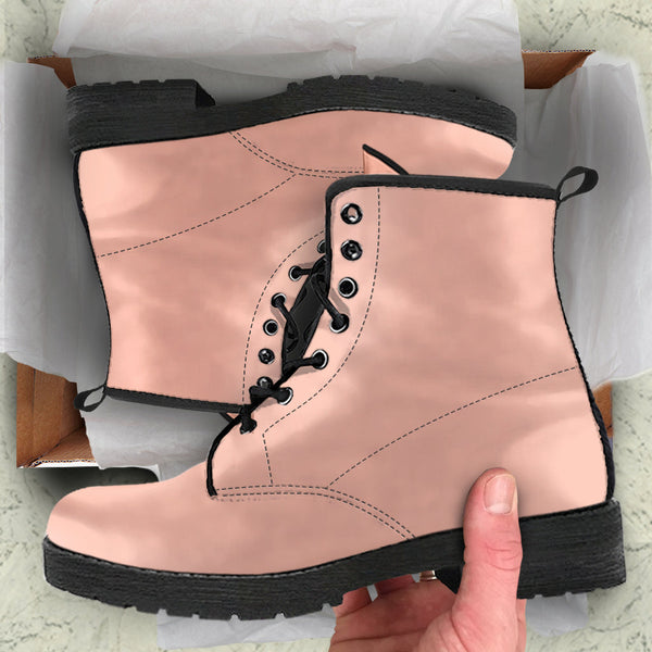 Combat Boots - Nude Pink | Vegan Leather Lace Up Boots Women