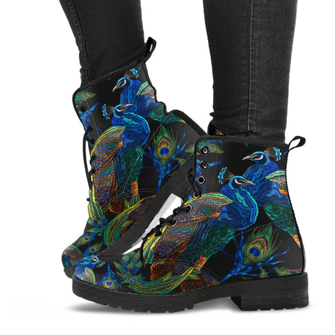 Combat Boots - Peacock #101 | Boho Shoes Handmade Lace Up