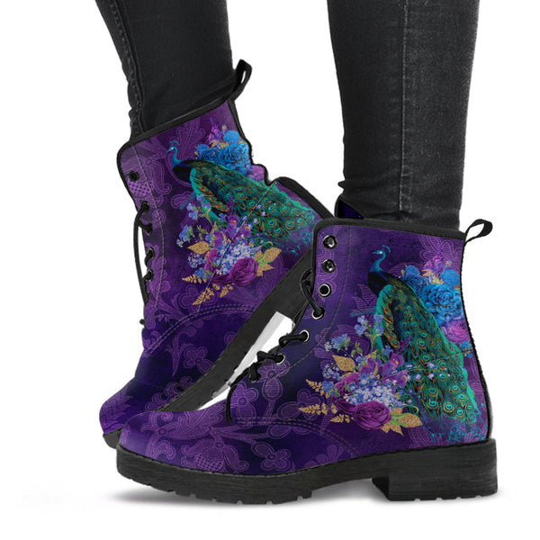 Combat Boots - Peacock #102 | Boho Shoes Handmade Vegan Lace