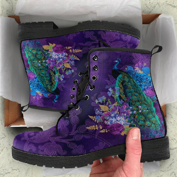 Combat Boots - Peacock #102 | Boho Shoes Handmade Vegan Lace