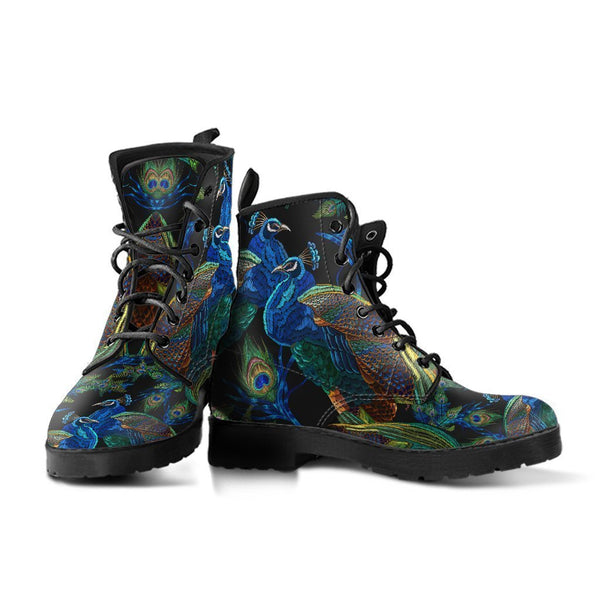 Combat Boots - Peacock | Boho Shoes Vegan Leather Lace Up 