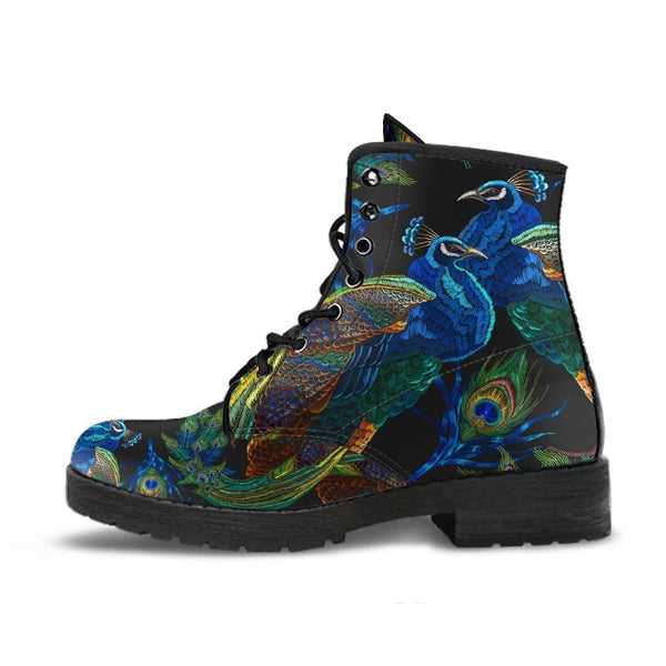 Combat Boots - Peacock | Boho Shoes Vegan Leather Lace Up 