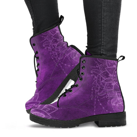 Purple Boots for Women- Purple Mandala | Combat Boots Vegan