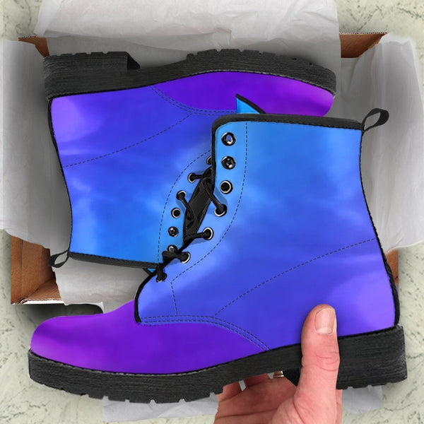 Combat Boots - Purple Ombre | Boho Shoes Handmade Lace Up 